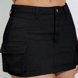 SHEIN black denim mini skirt with cargo pockets